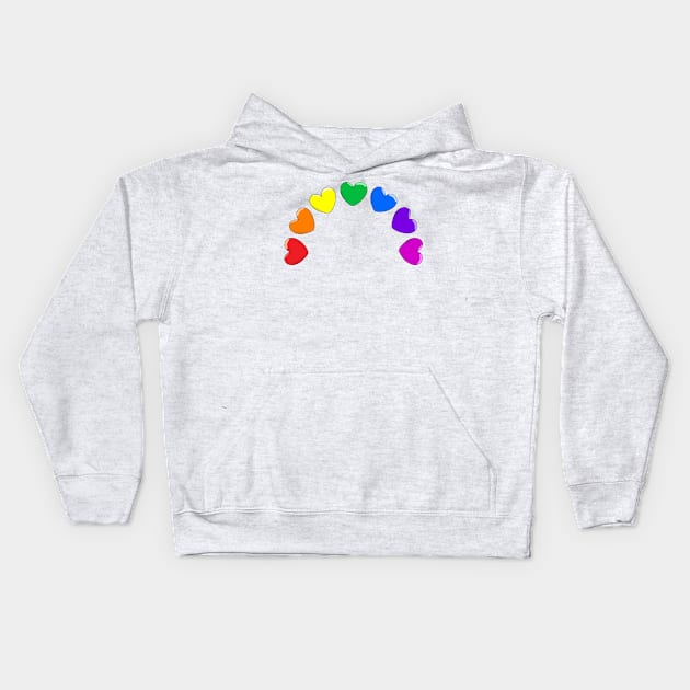 Rainbow Hearts Kids Hoodie by ThinkingSimple